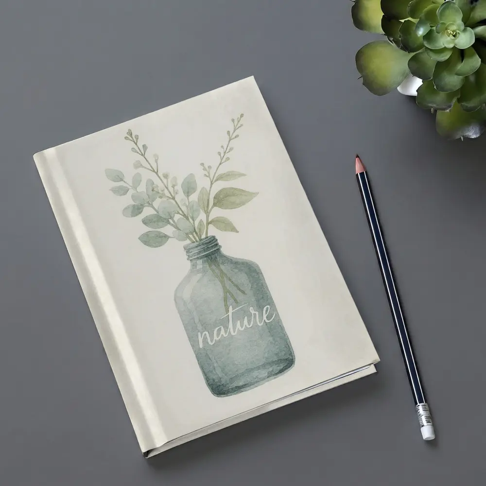 Watercolor Nature Bottle Eucalyptus Botanical Art – Notebooks