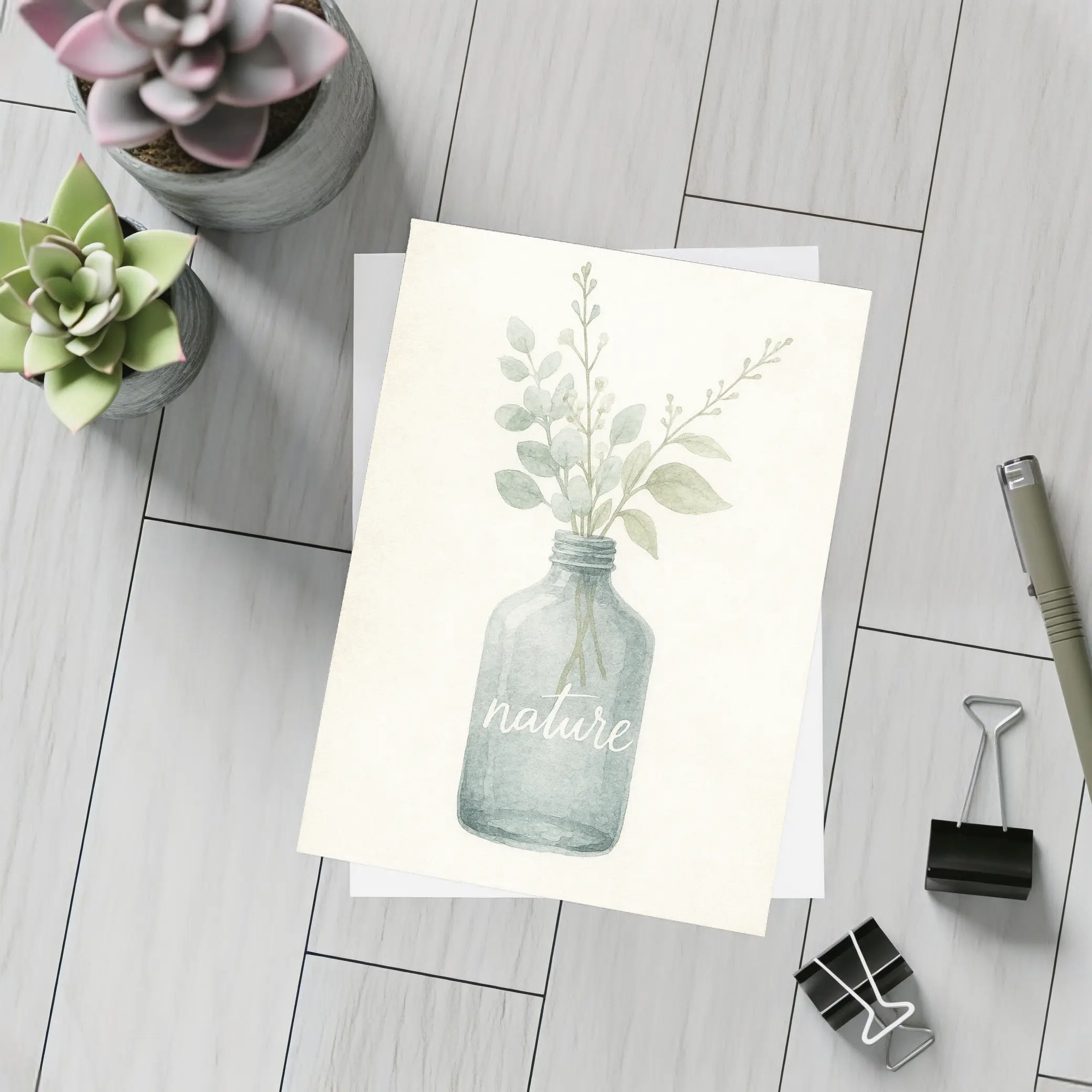 Watercolor Nature Bottle Eucalyptus Botanical Art – Postcards
