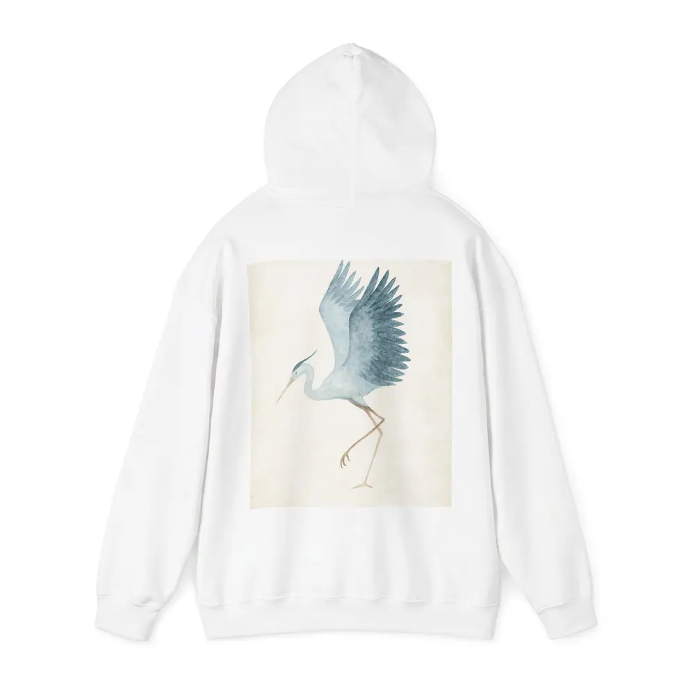 Blue Heron Dancing Watercolor Beige Background – Hoodies