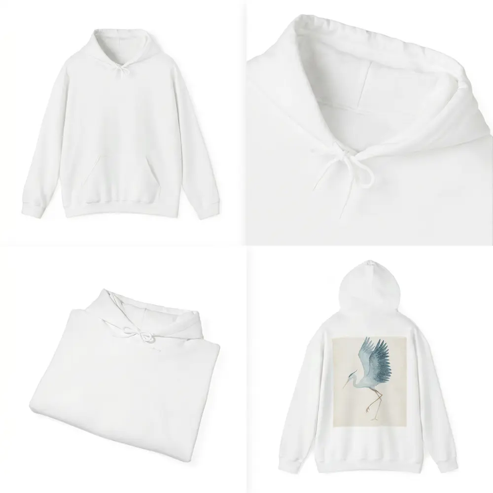 Blue Heron Dancing Watercolor Beige Background – Hoodies