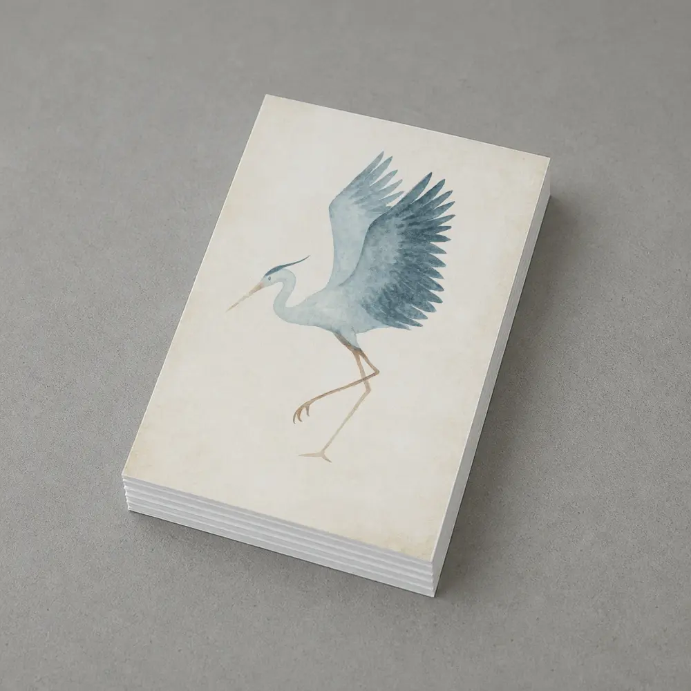 Blue Heron Dancing Watercolor Beige Background – Postcards