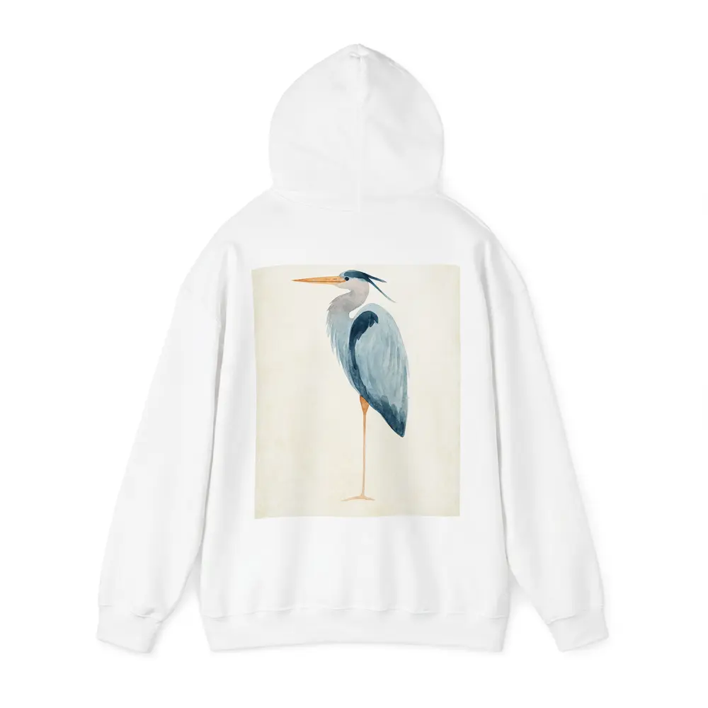 Great Blue Heron Watercolor Beige Background – Hoodies