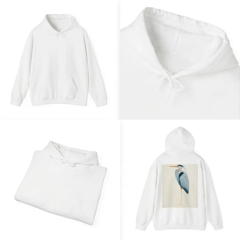 Great Blue Heron Watercolor Beige Background – Hoodies