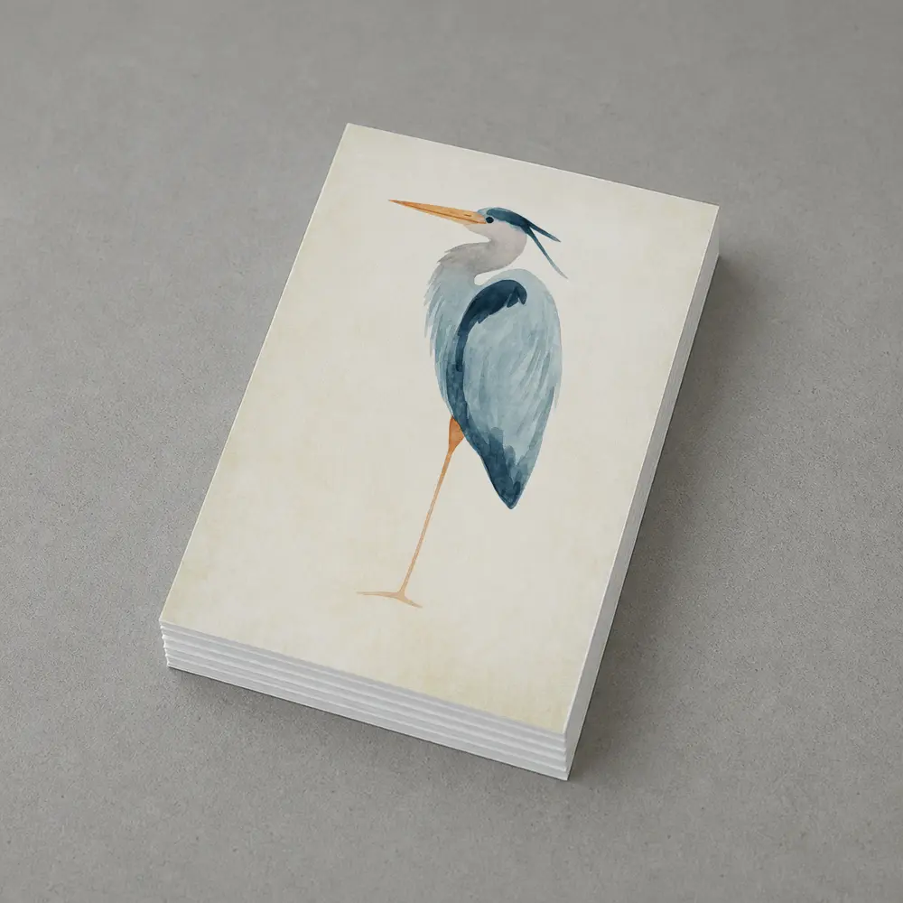 Great Blue Heron Watercolor Beige Background – Postcards