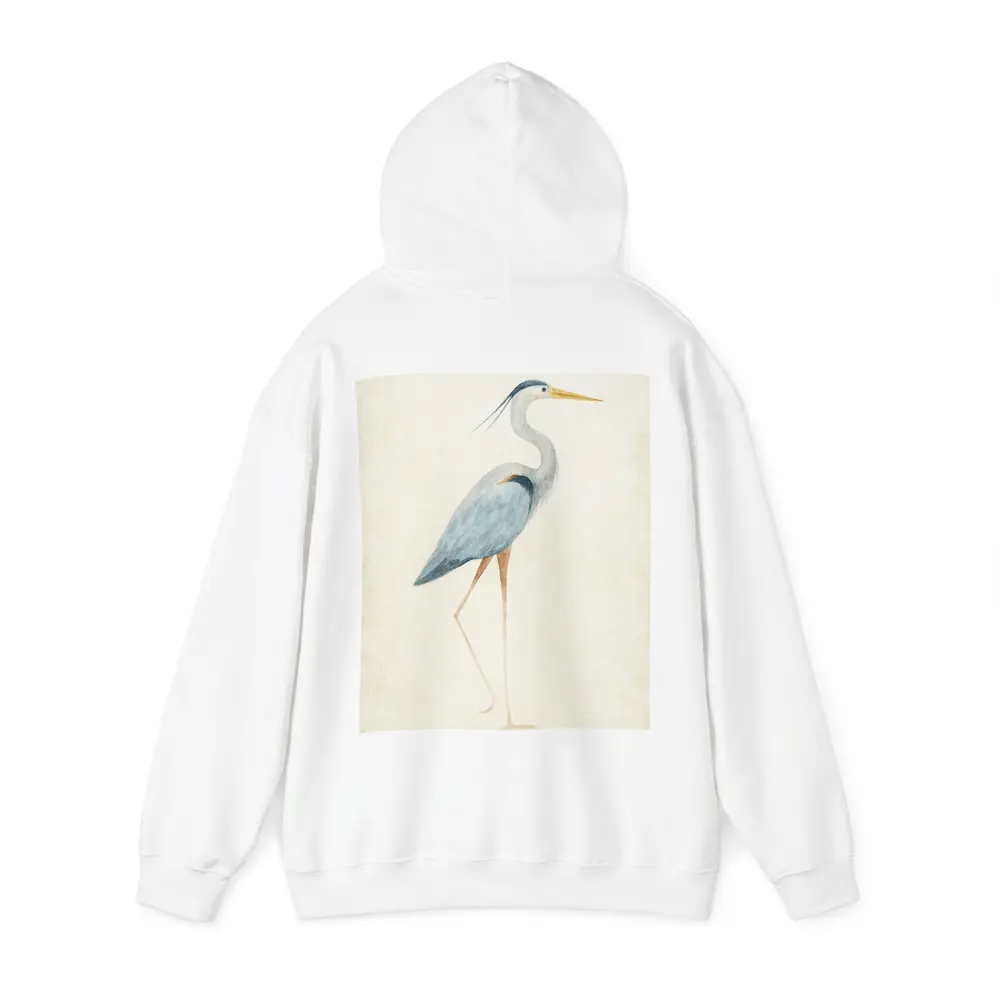 Great Blue Heron Watercolor Beige Background – Hoodies