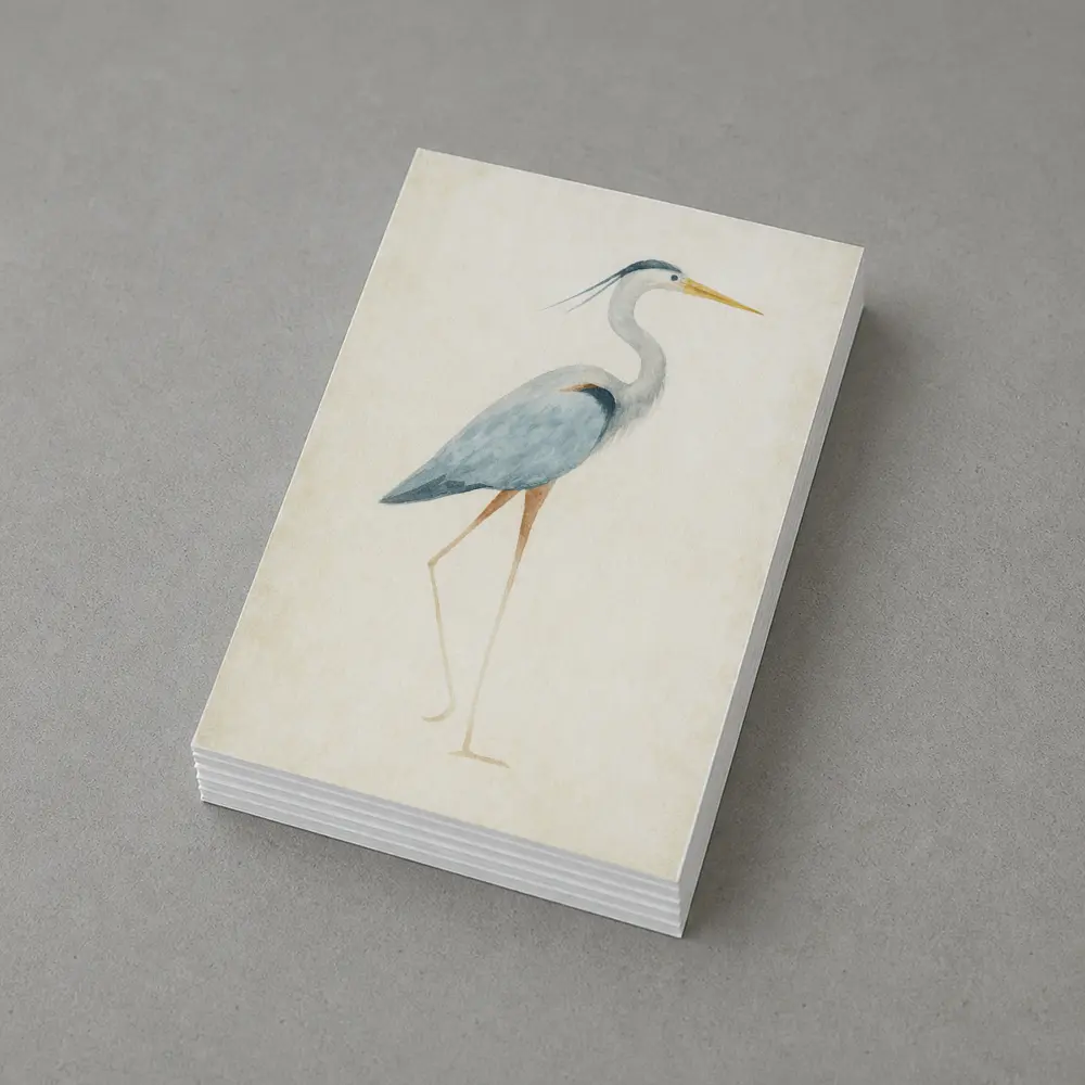 Great Blue Heron Watercolor Beige Background – Postcards
