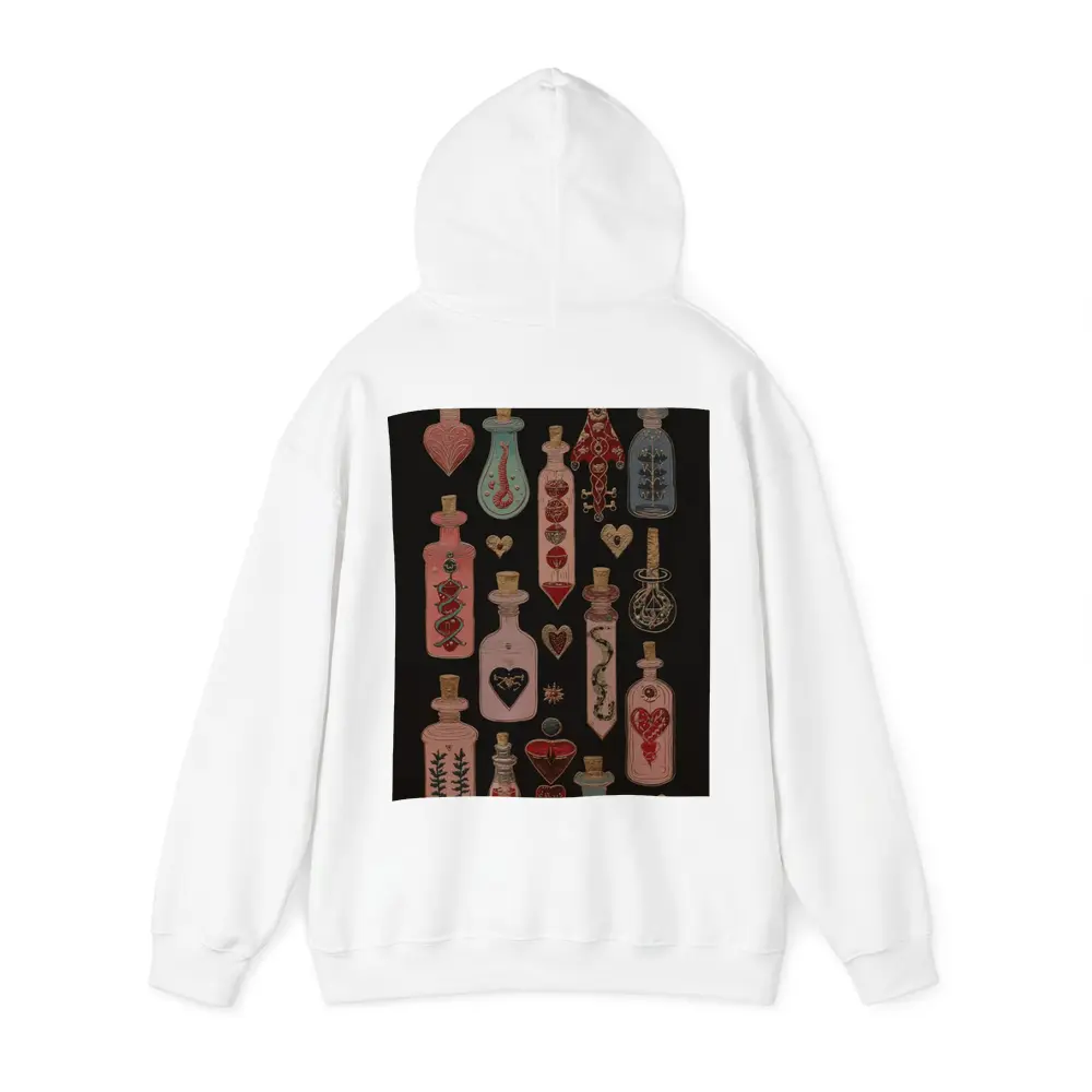 Dark Gothic Potion Bottles Hearts Black Background – Hoodies