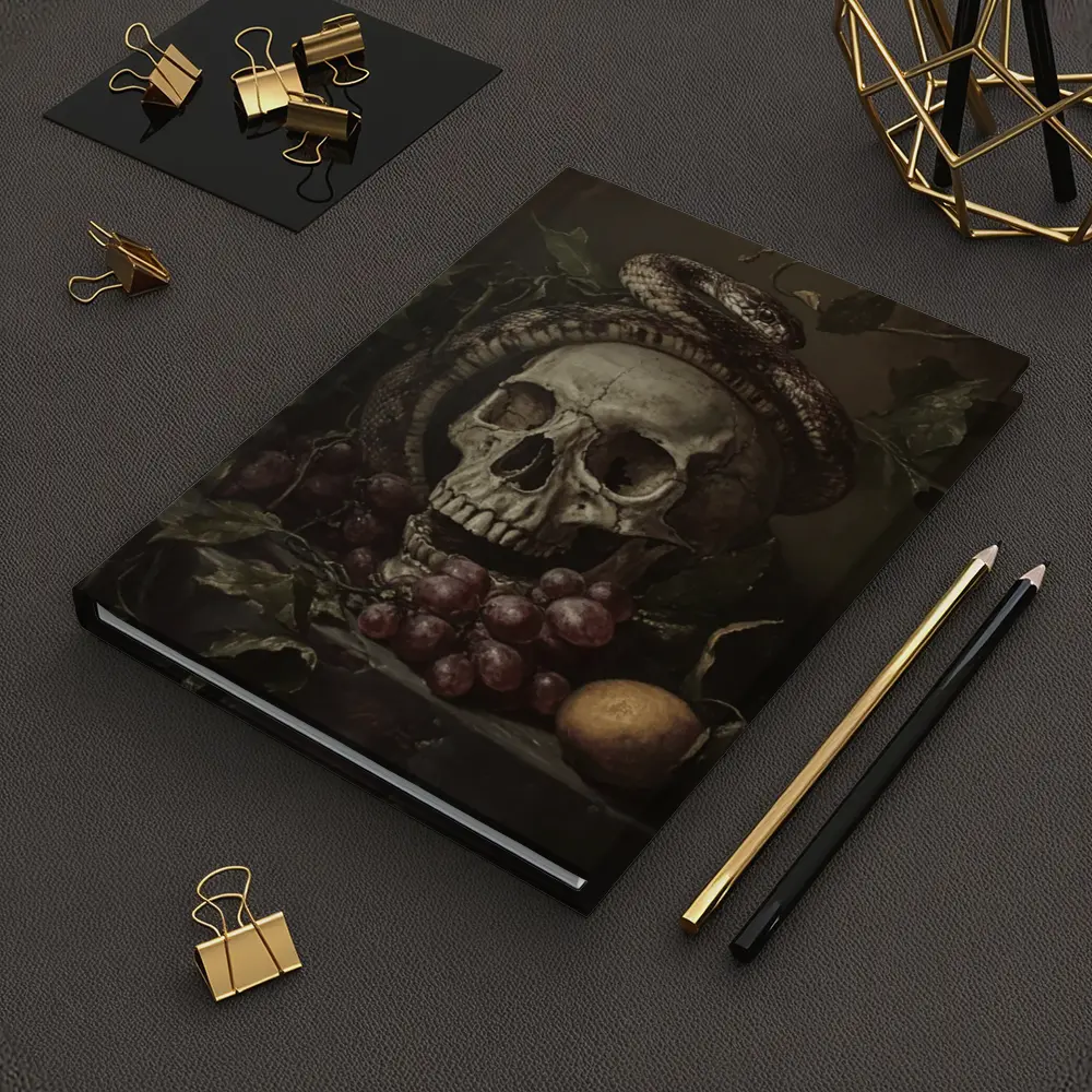 Skull Snake Still Life Dark Gothic Painting – Notebooks