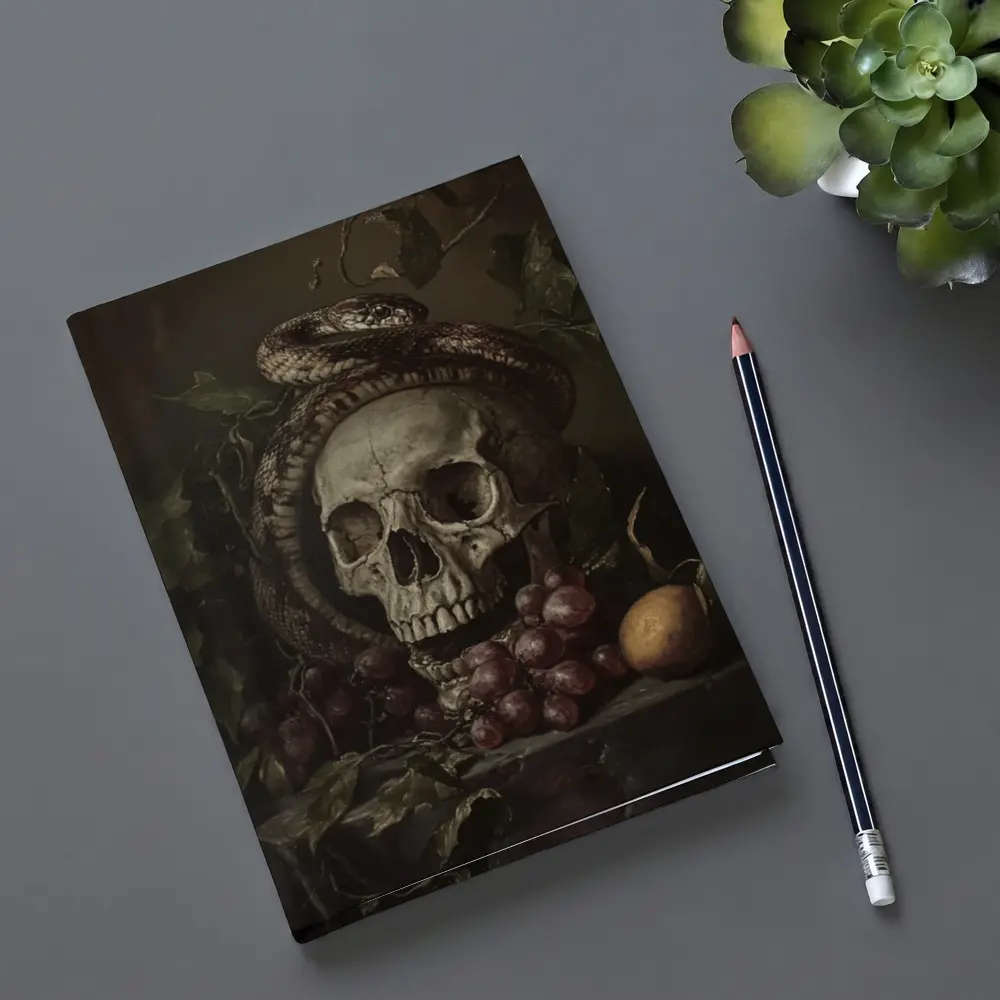 Skull Snake Still Life Dark Gothic Painting – Notebooks