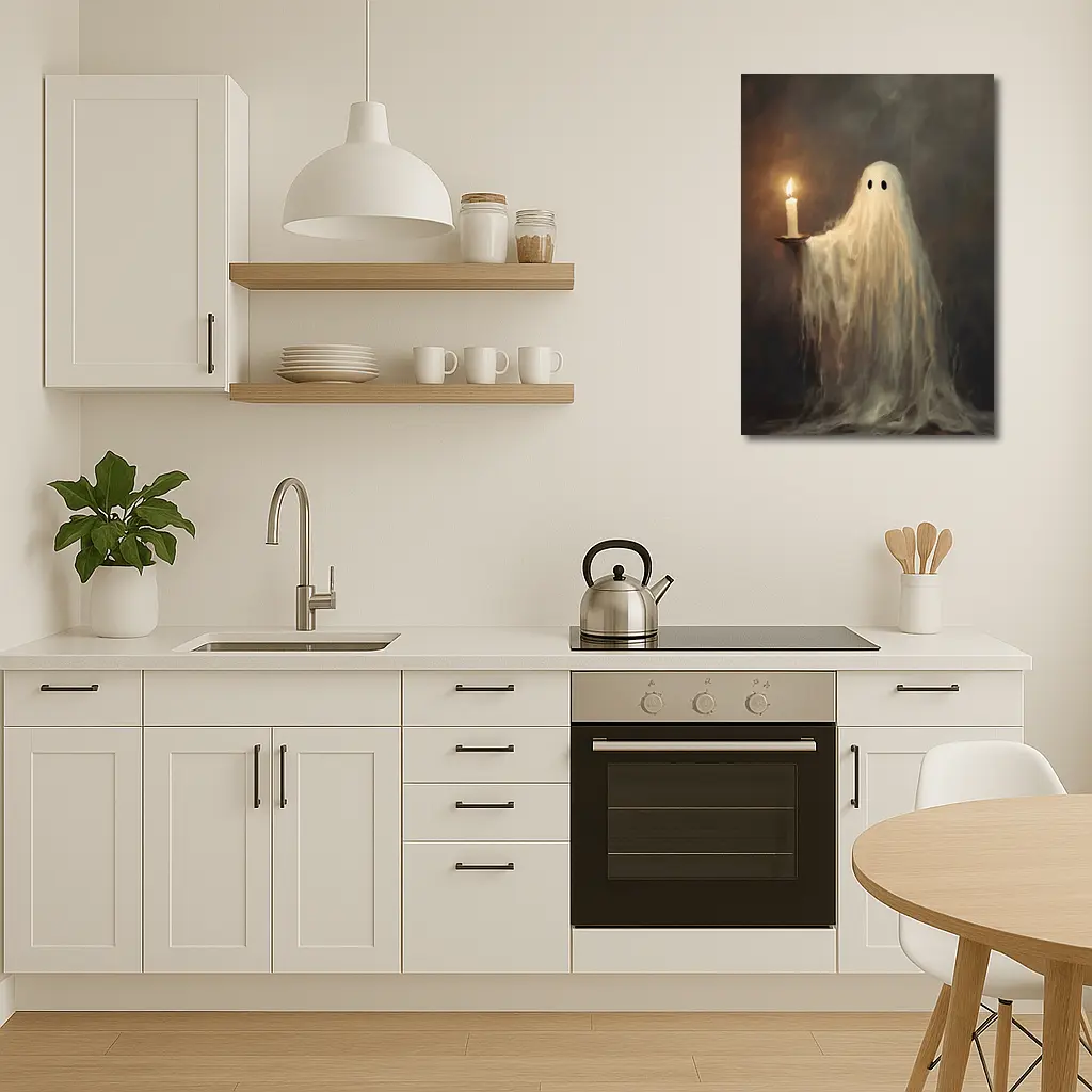 Ghost Holding Candle Oil Painting Dark – Wall Art