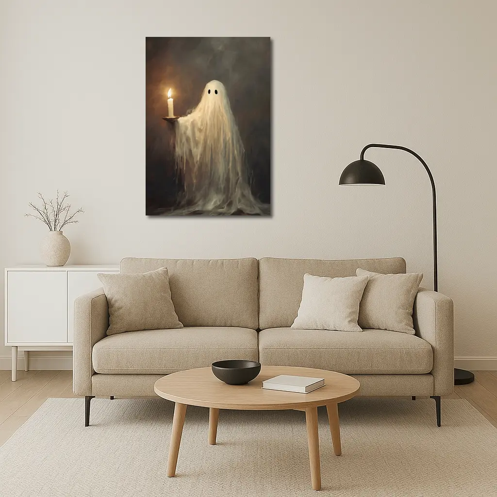 Ghost Holding Candle Oil Painting Dark – Wall Art