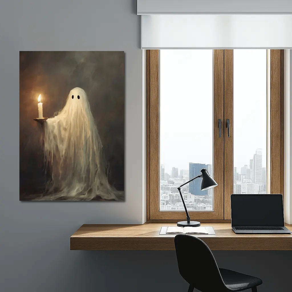 Ghost Holding Candle Oil Painting Dark – Wall Art