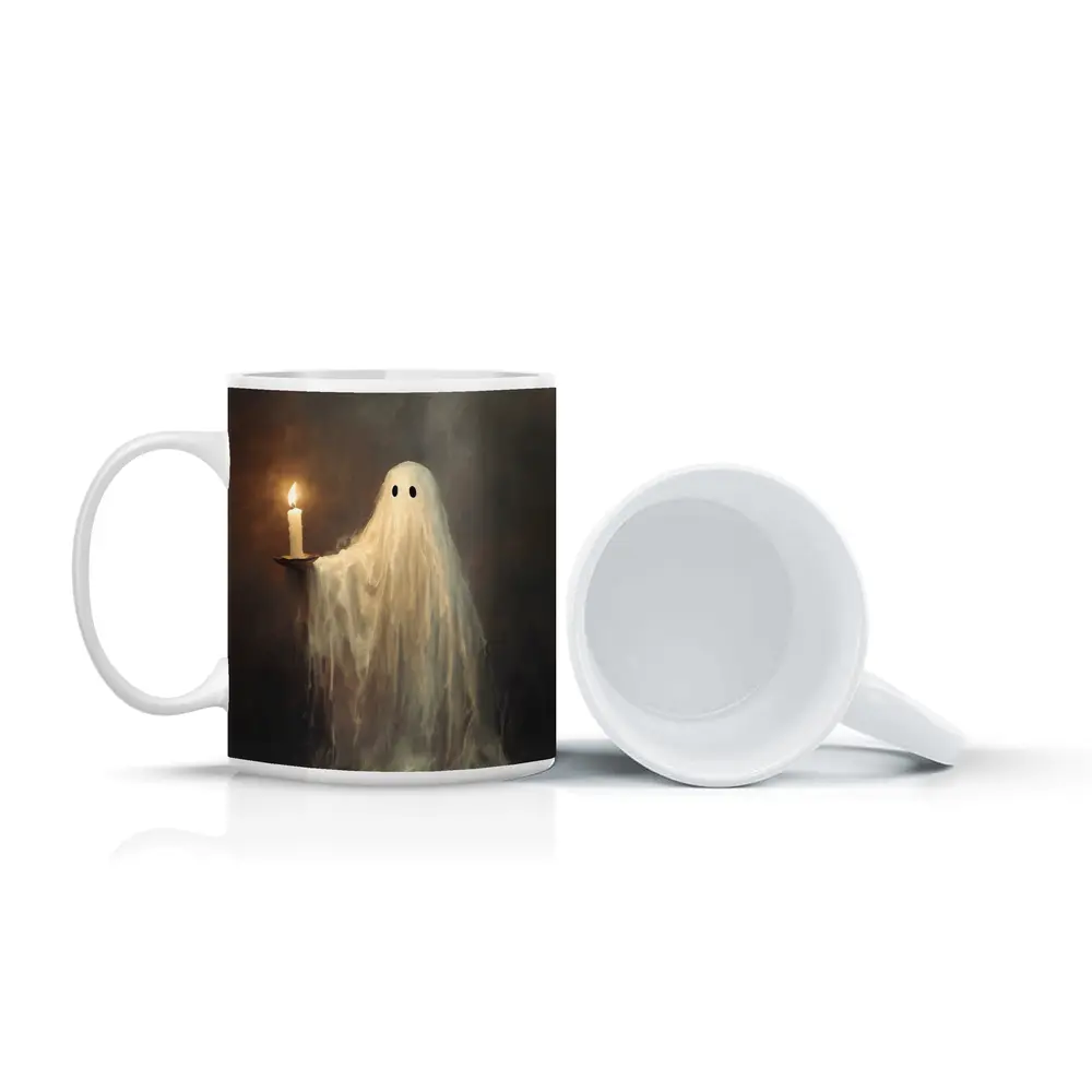 Ghost Holding Candle Oil Painting Dark – Mugs