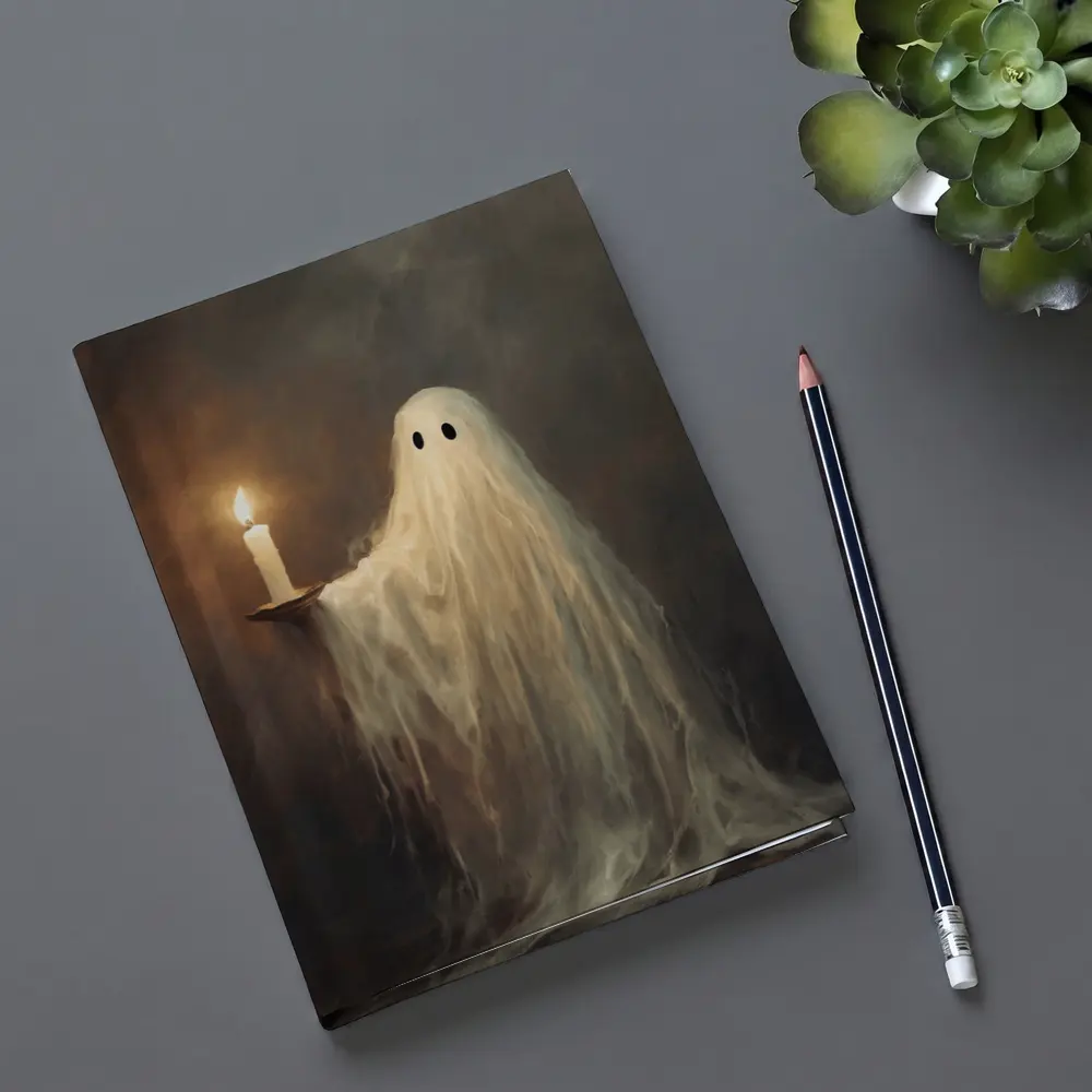 Ghost Holding Candle Oil Painting Dark – Notebooks