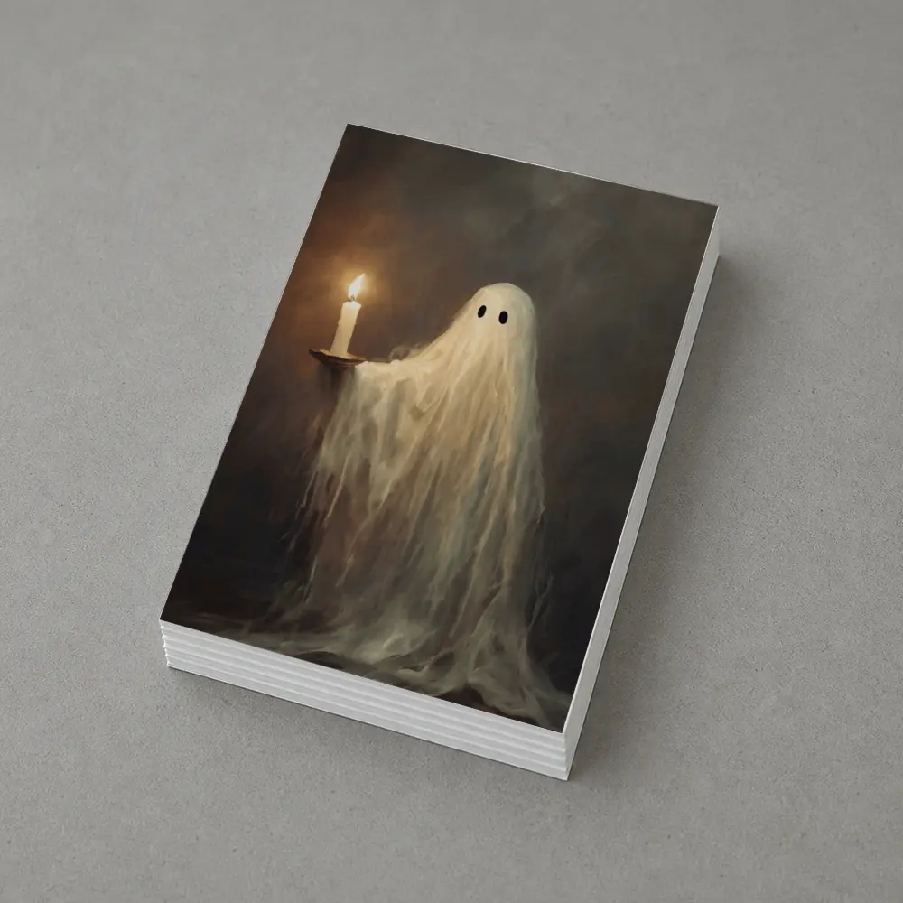 Ghost Holding Candle Oil Painting Dark – Postcards