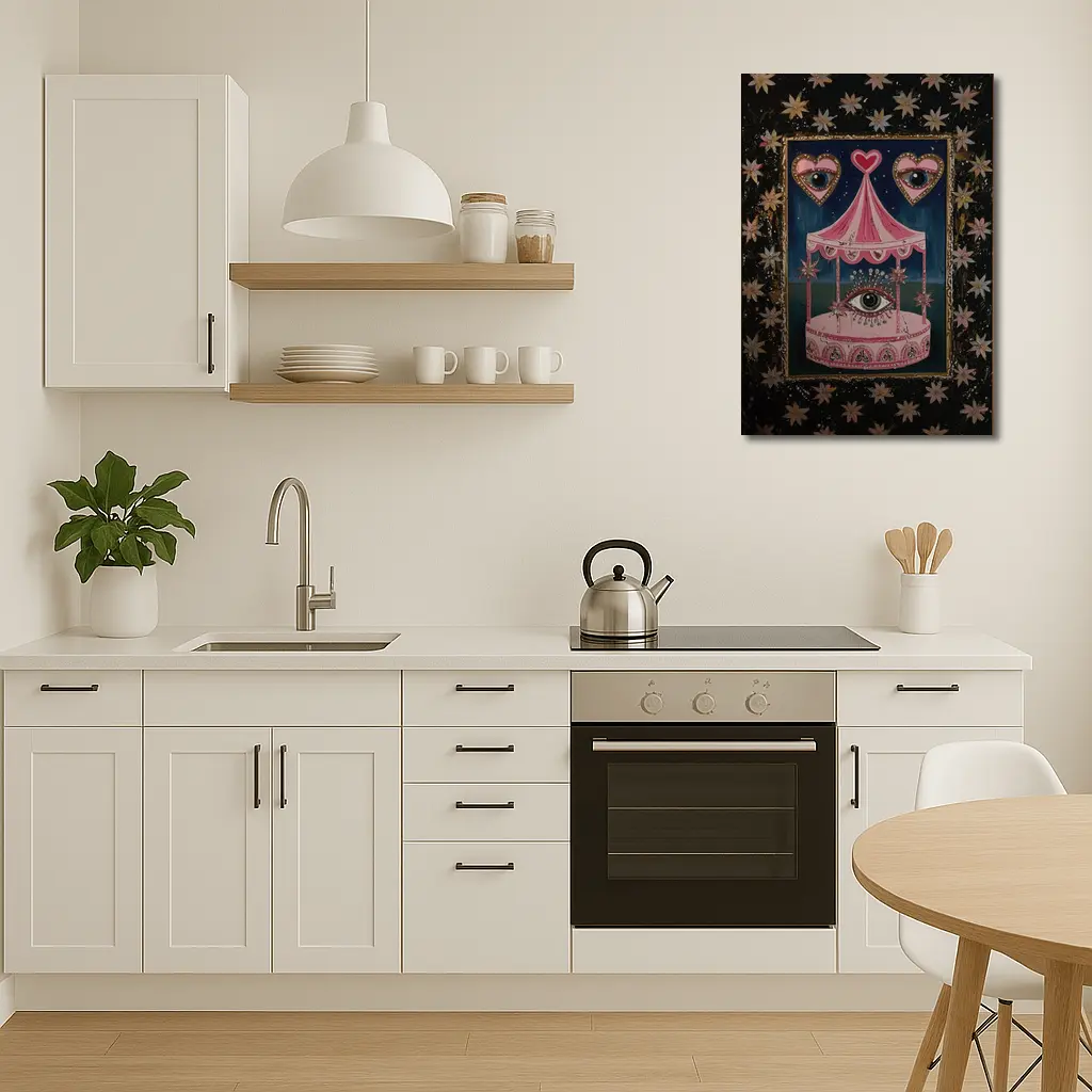 Pink Carousel Eye Hearts Stars Dark – Wall Art