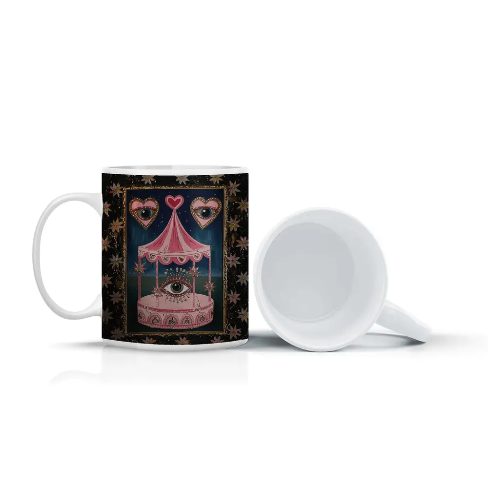 Pink Carousel Eye Hearts Stars Dark – Mugs