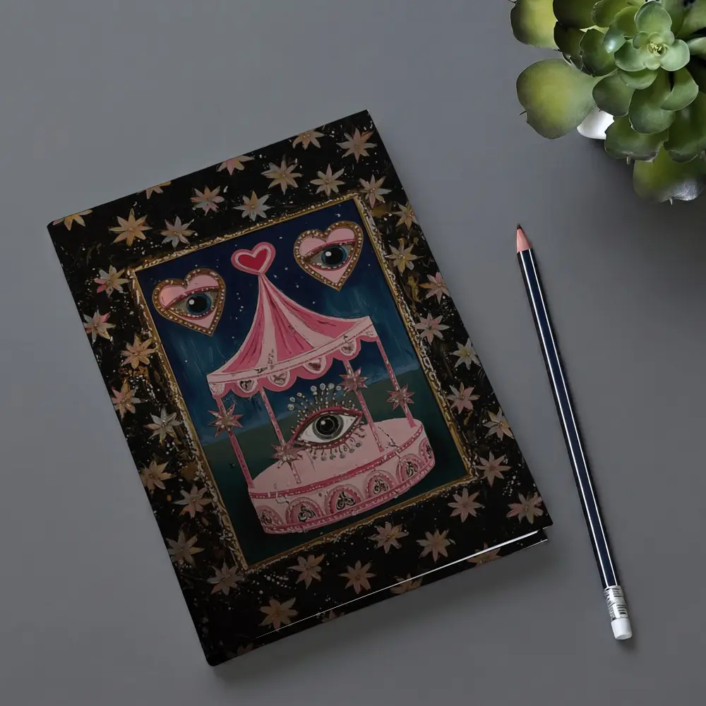 Pink Carousel Eye Hearts Stars Dark – Notebooks
