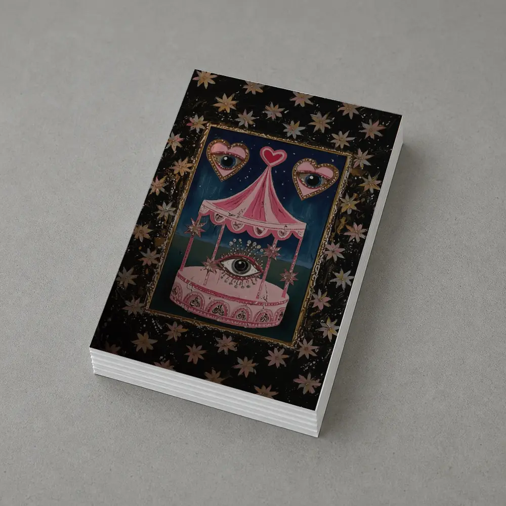 Pink Carousel Eye Hearts Stars Dark – Postcards