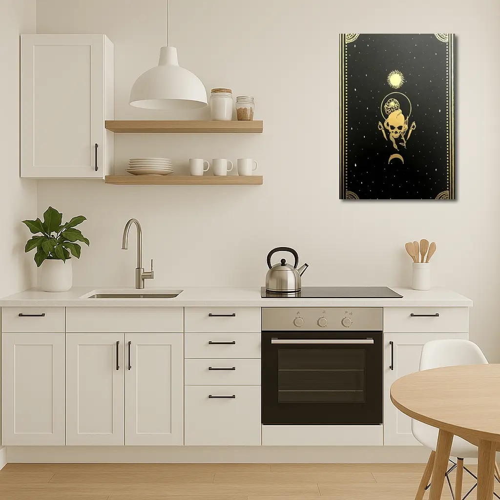 Gold Skull Sun Moon Black Mystical Art – Wall Art