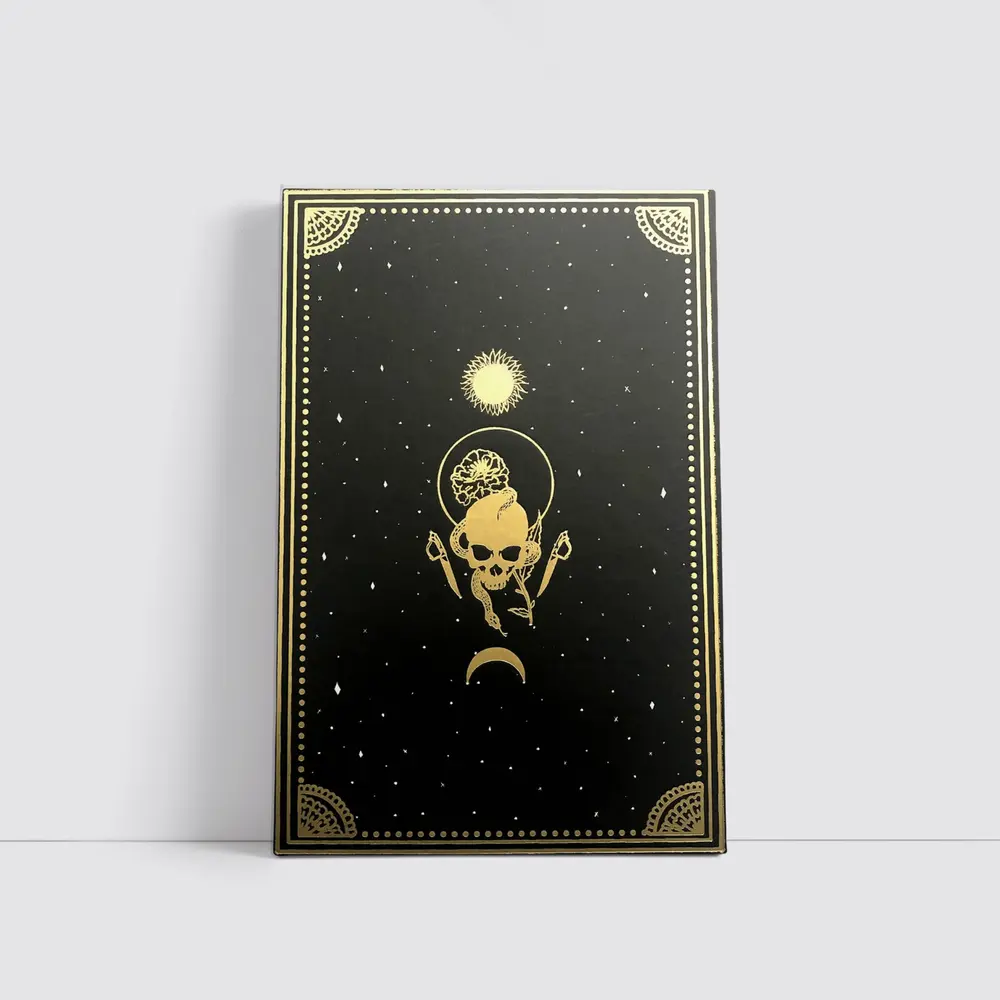 Gold Skull Sun Moon Black Mystical Art – Wall Art