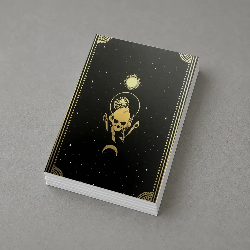 Gold Skull Sun Moon Black Mystical Art – Postcards