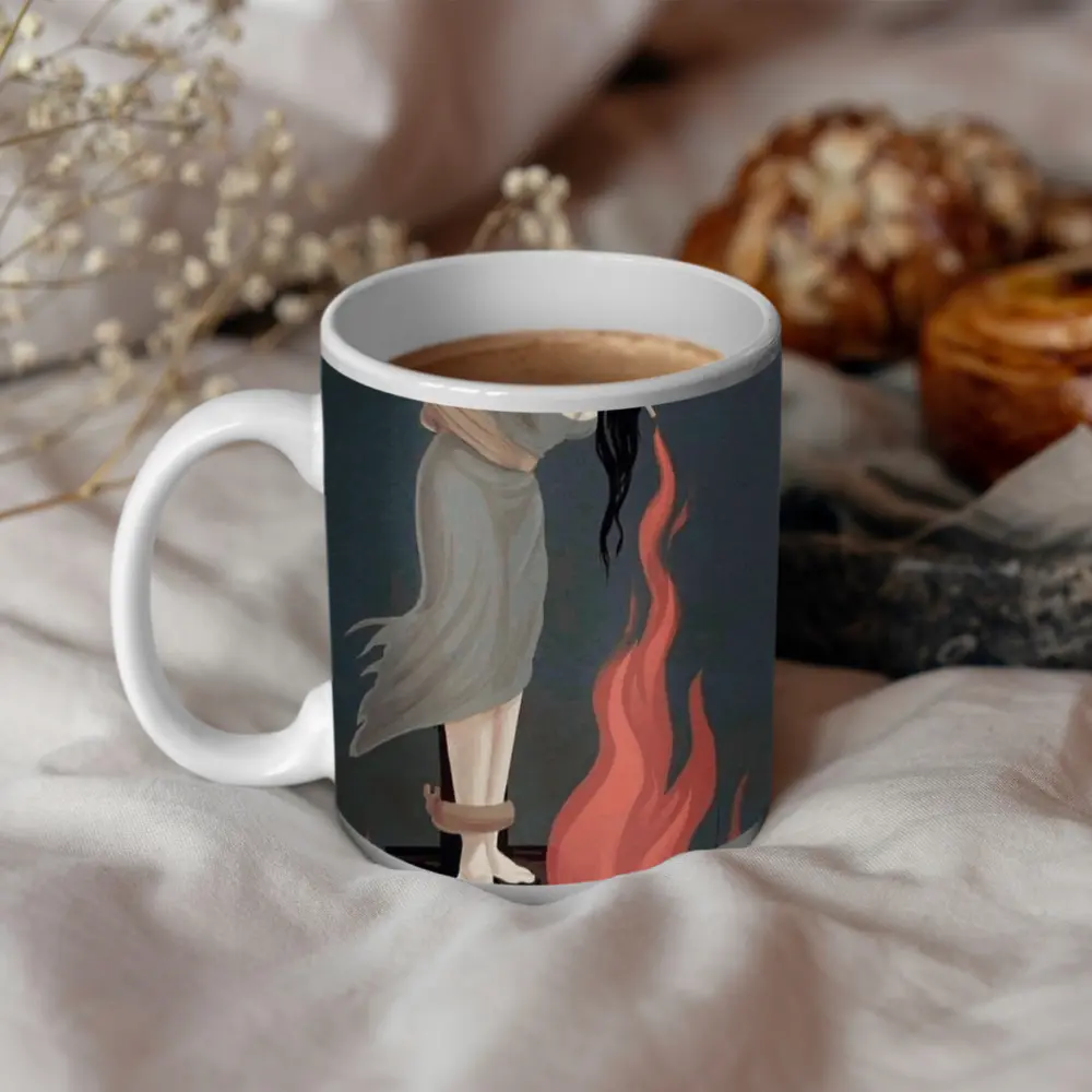 Woman Tied To Stake Fire Dark Art – Mugs