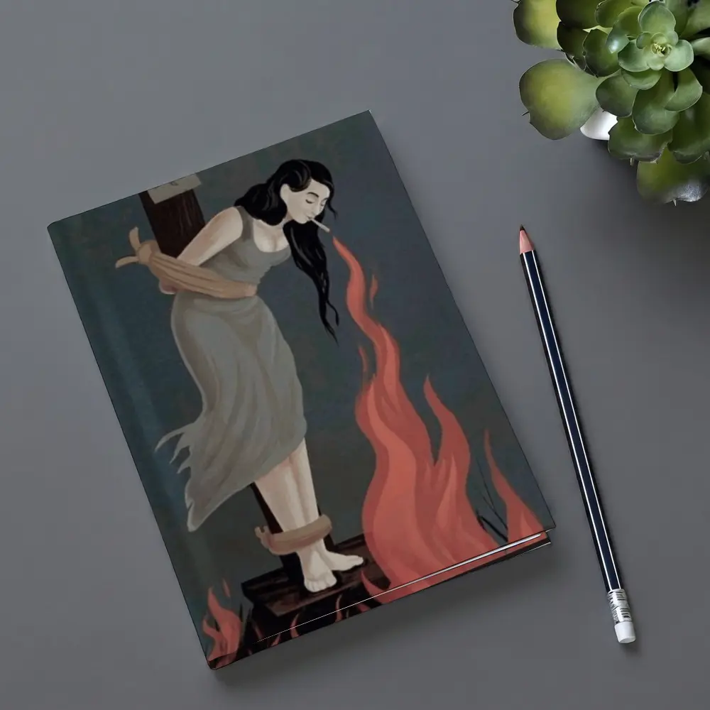 Woman Tied To Stake Fire Dark Art – Notebooks