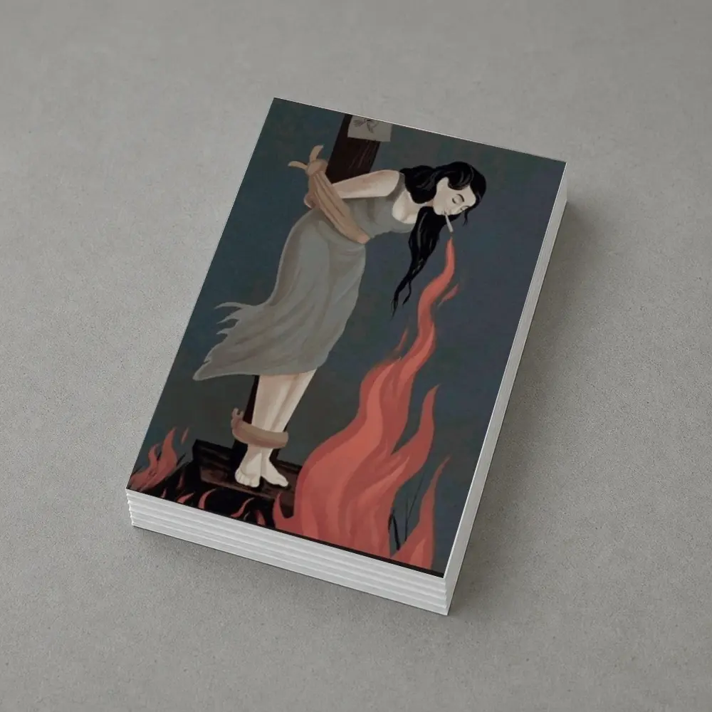 Woman Tied To Stake Fire Dark Art – Postcards