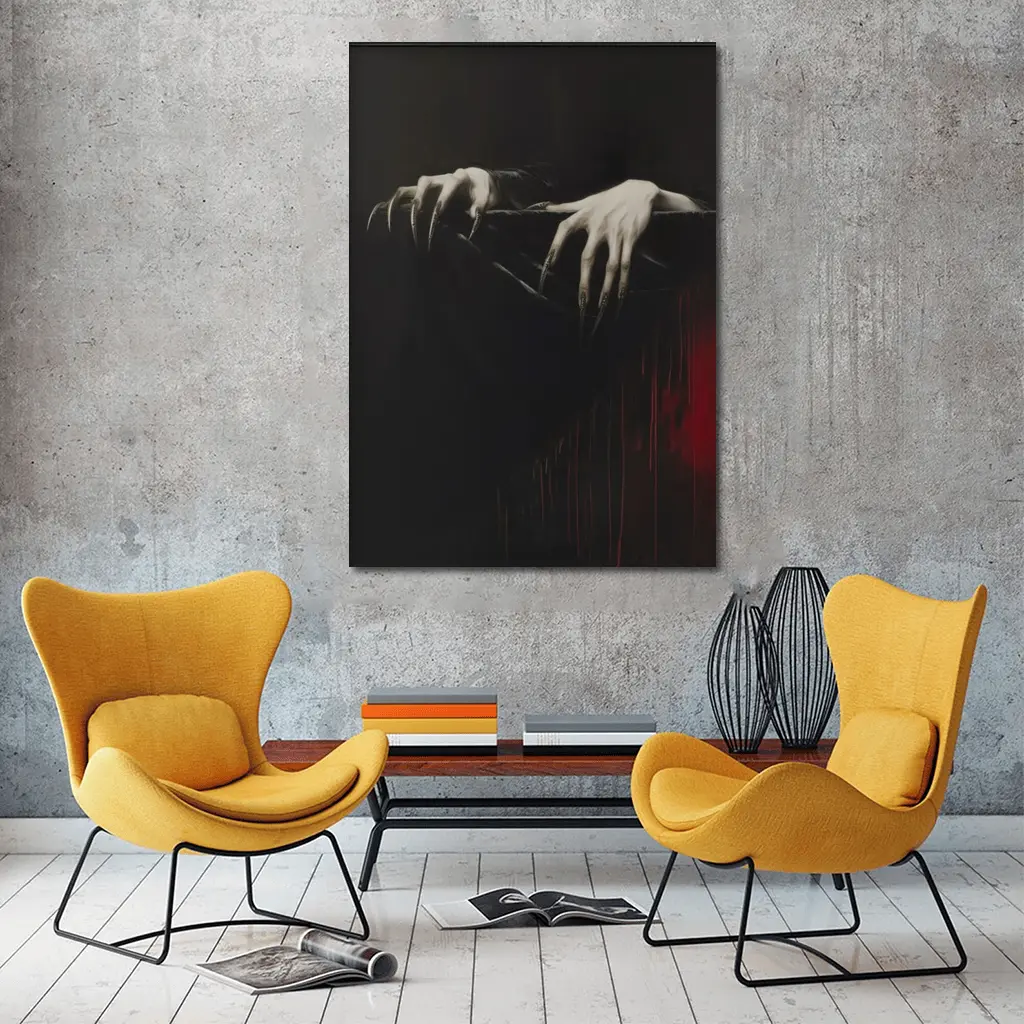Dark Gothic Clawed Hands Over Black – Wall Art