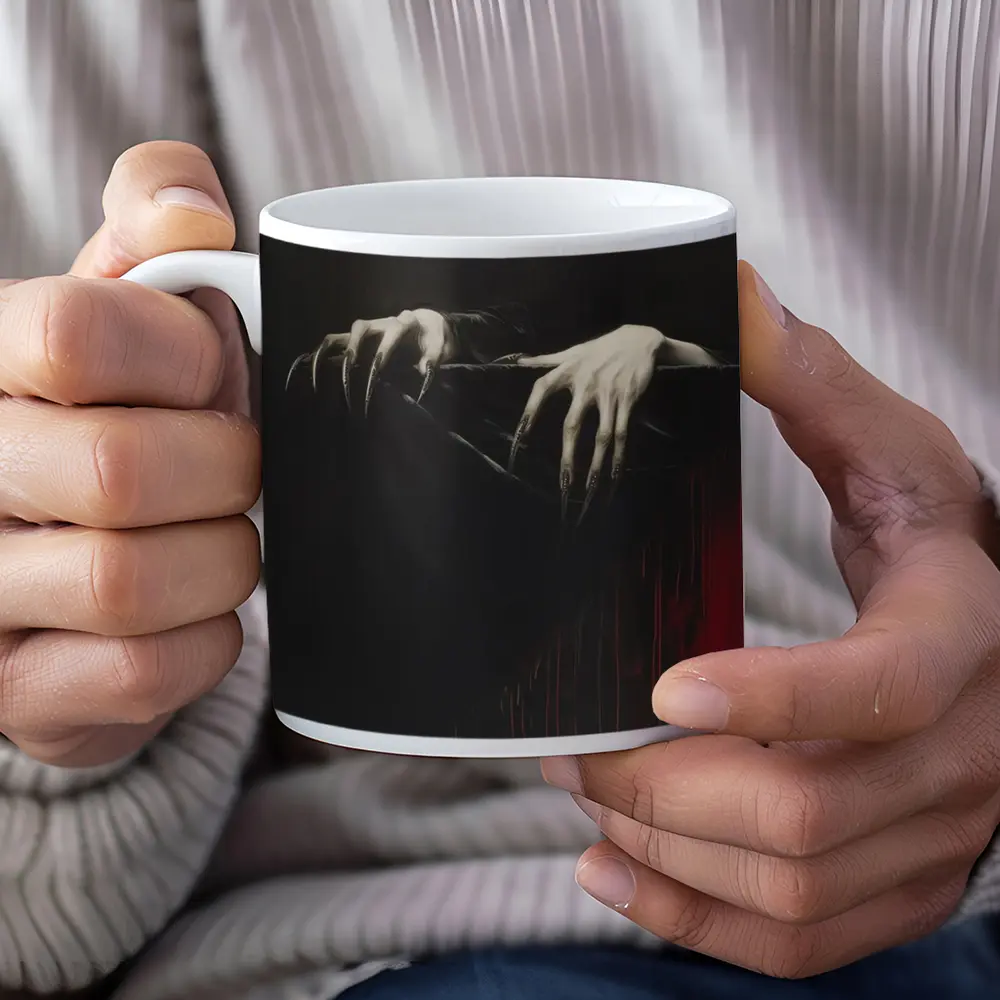 Dark Gothic Clawed Hands Over Black – Mugs
