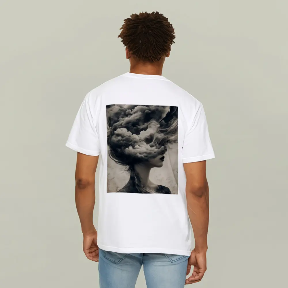 Woman Head Clouds Surreal Dark Sepia Art – T-Shirts