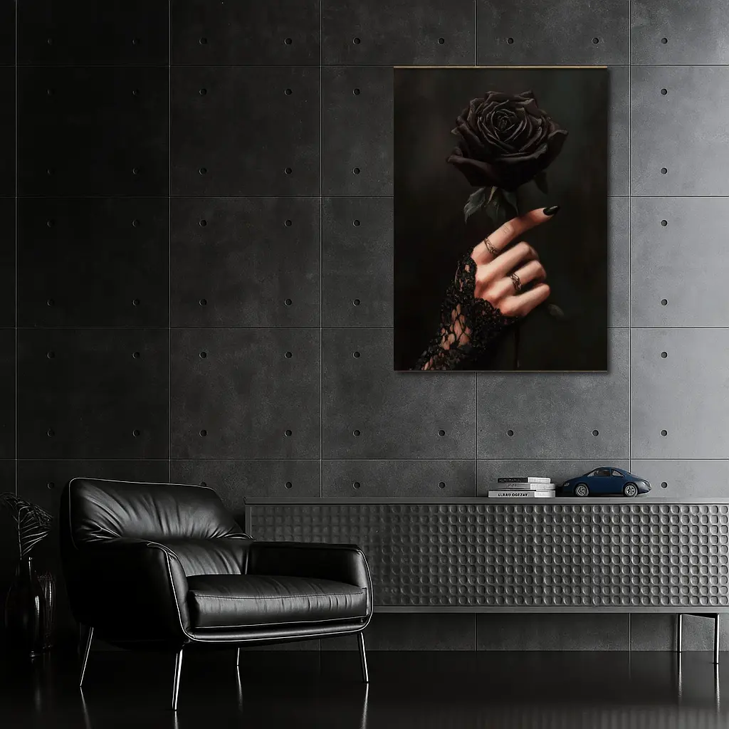 Black Rose Hand Dark Gothic Floral Art – Wall Art