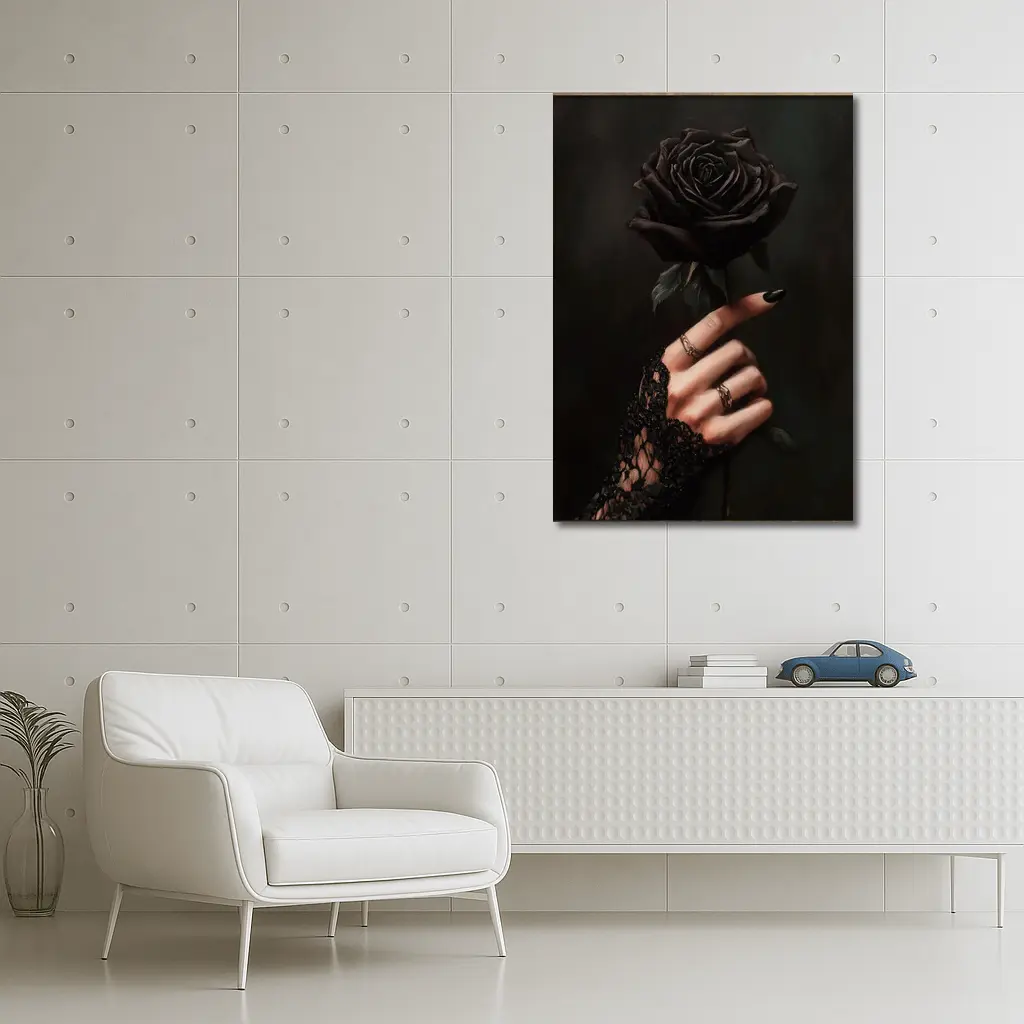 Black Rose Hand Dark Gothic Floral Art – Wall Art