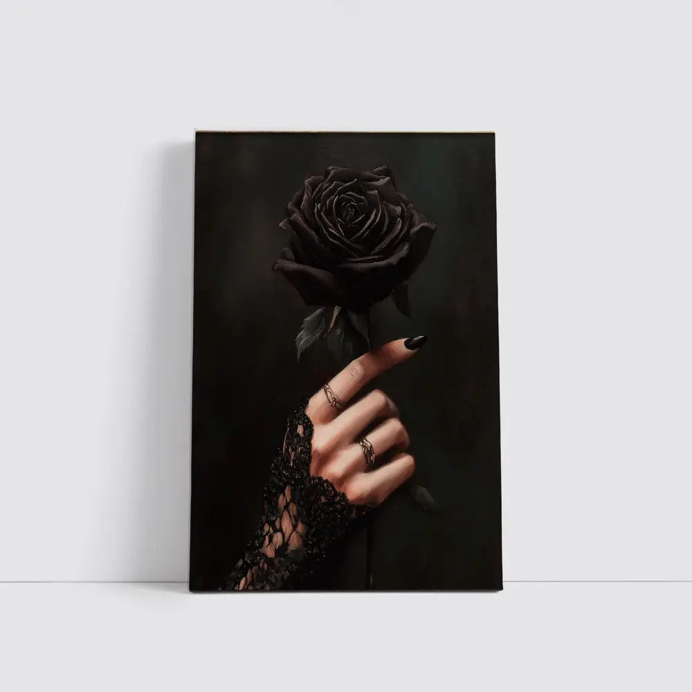 Black Rose Hand Dark Gothic Floral Art – Wall Art