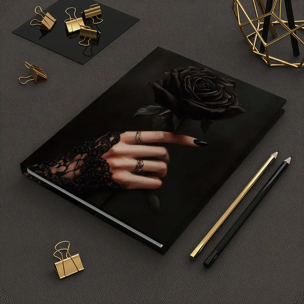Black Rose Hand Dark Gothic Floral Art – Notebooks