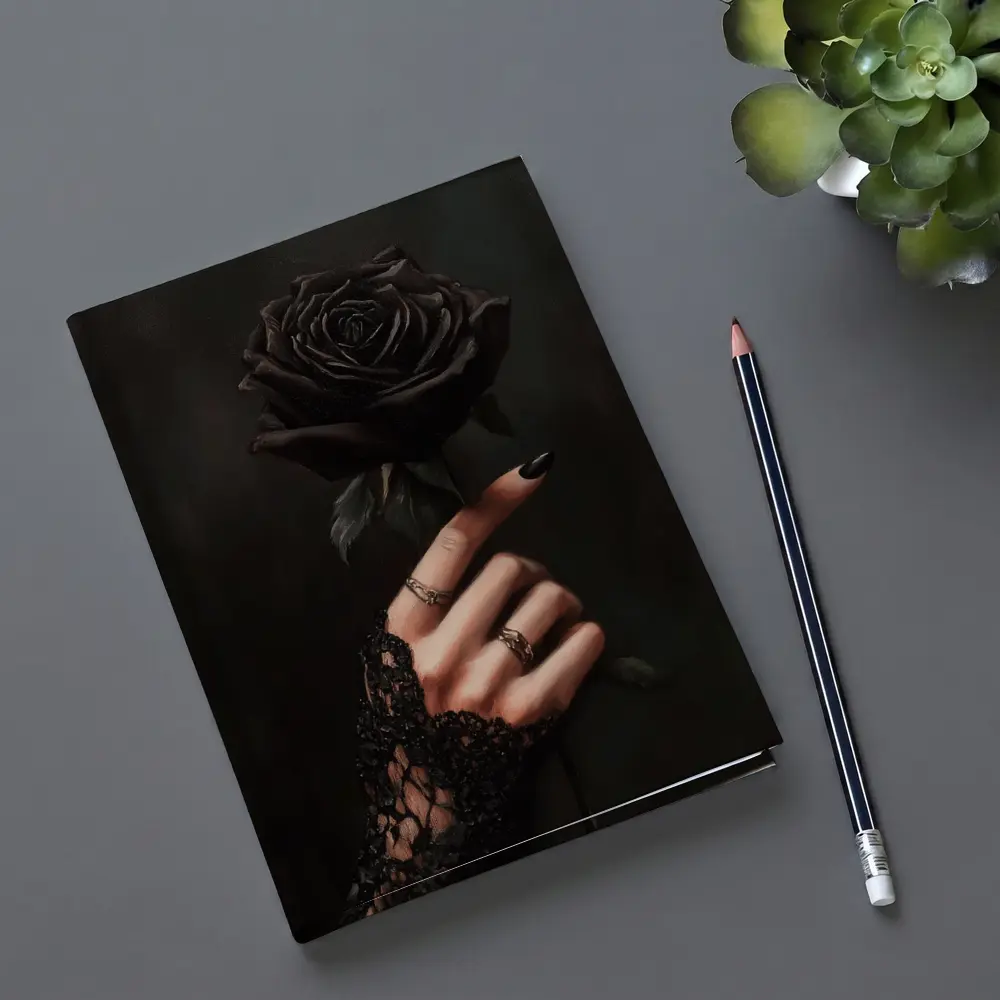 Black Rose Hand Dark Gothic Floral Art – Notebooks
