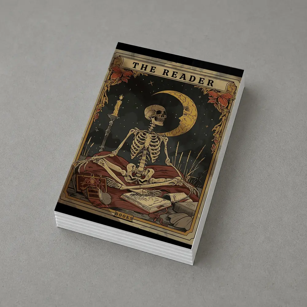 Skeleton Reader Tarot Card Crescent Moon Night – Postcards