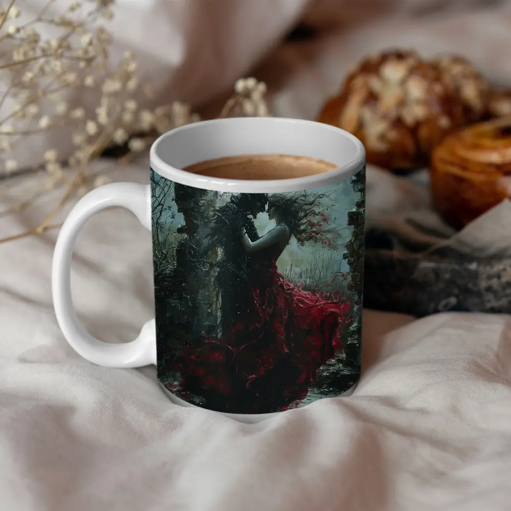 Dark Romance Demon Woman Red Dress Moonlight – Mugs