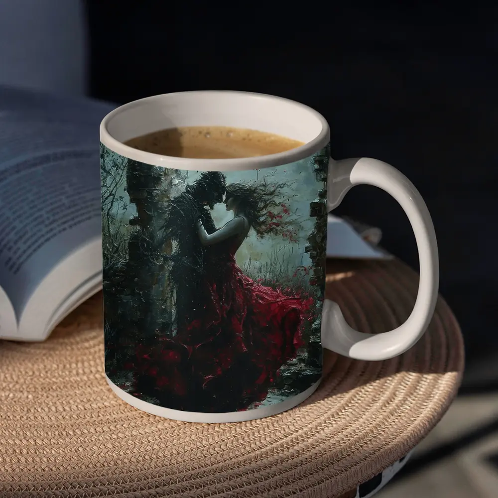 Dark Romance Demon Woman Red Dress Moonlight – Mugs