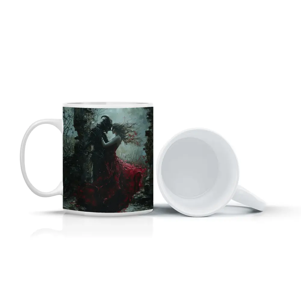 Dark Romance Demon Woman Red Dress Moonlight – Mugs