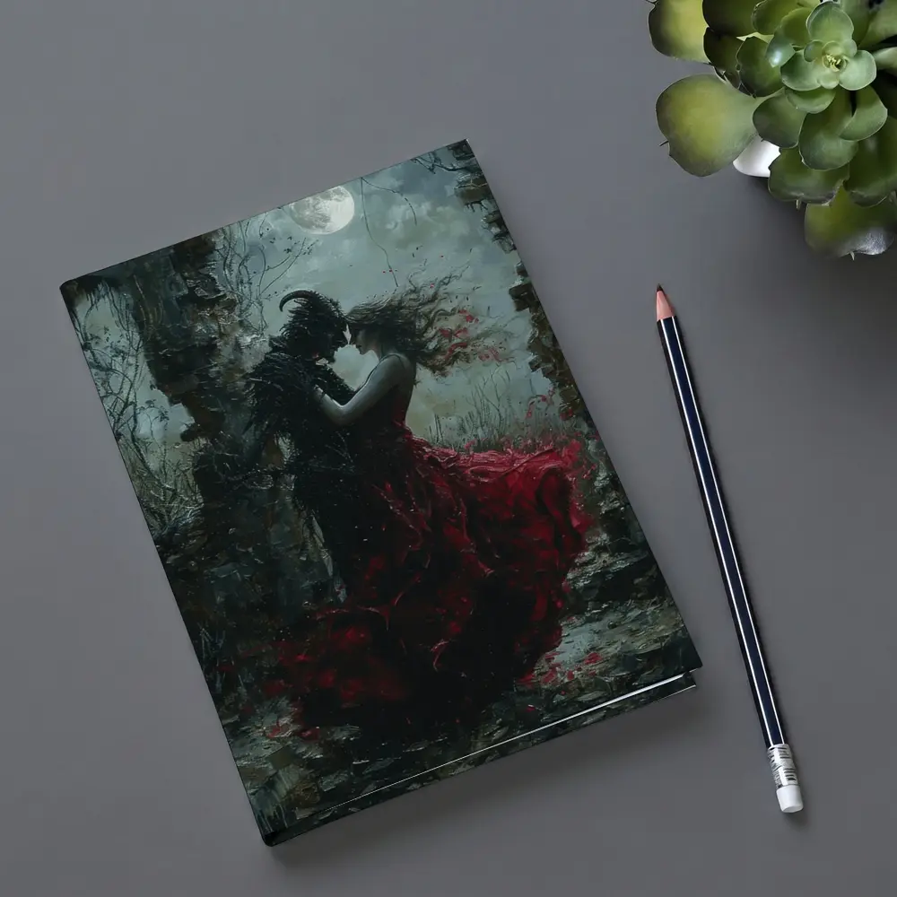 Dark Romance Demon Woman Red Dress Moonlight – Notebooks