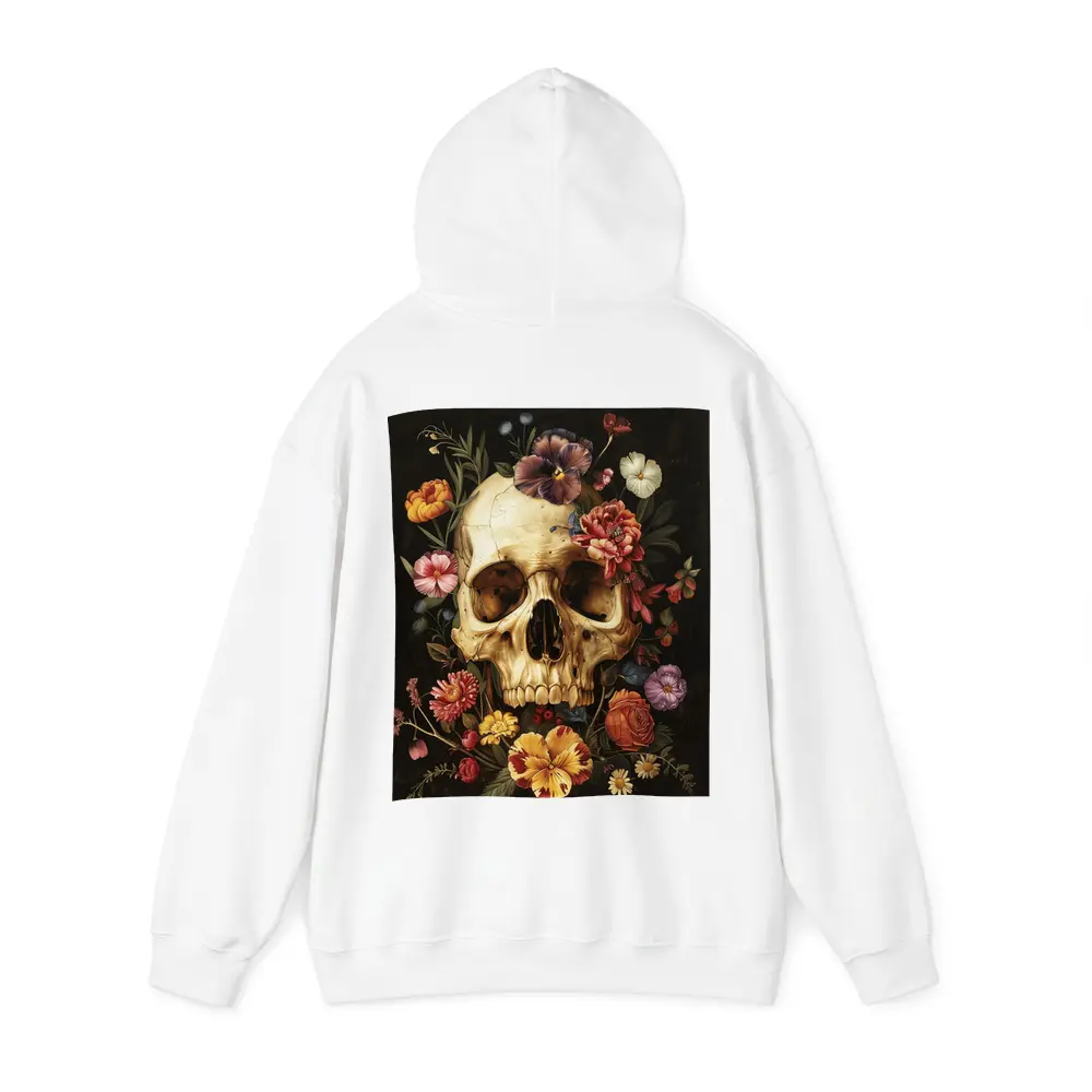Skull With Colorful Flowers Dark Background – Hoodies