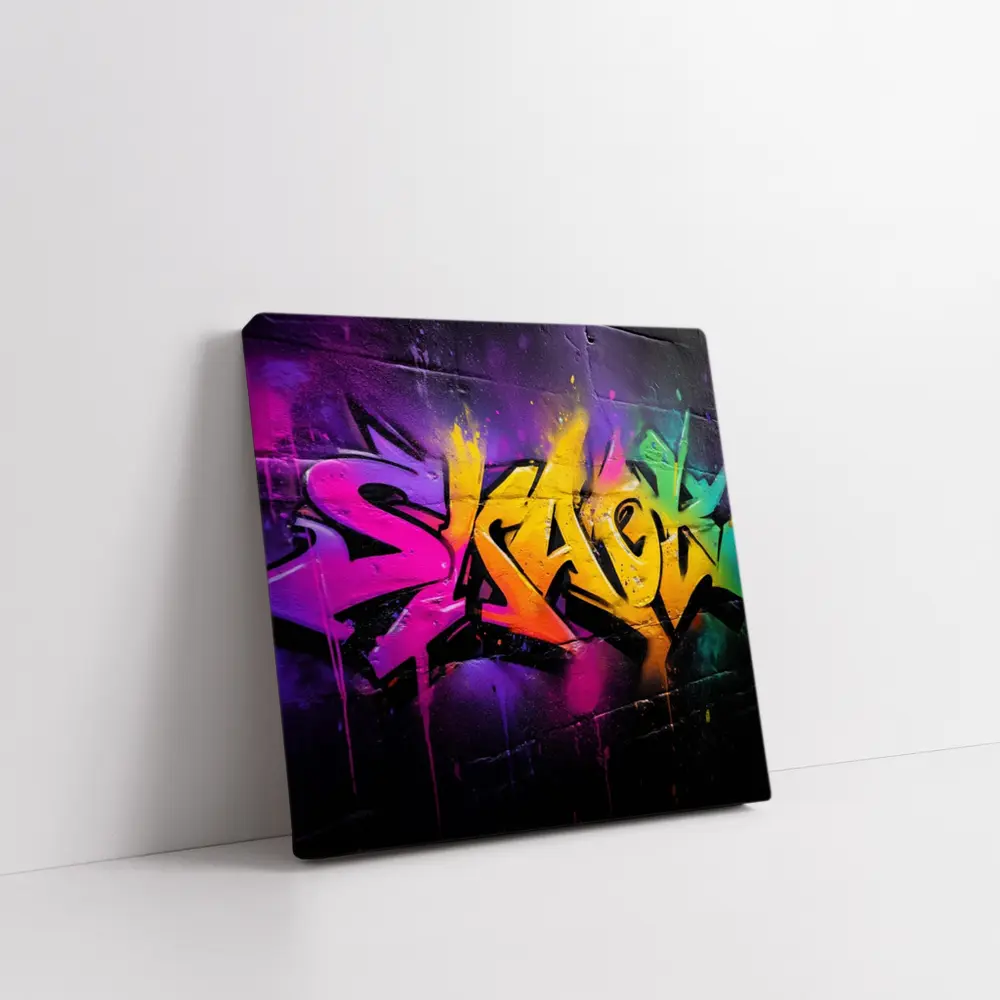 Colorful Graffiti Art Dark Brick Wall – Wall Art