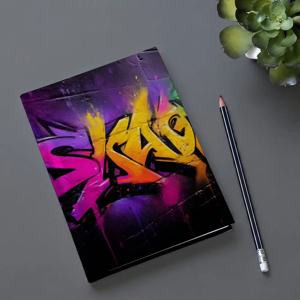 Colorful Graffiti Art Dark Brick Wall – Notebooks