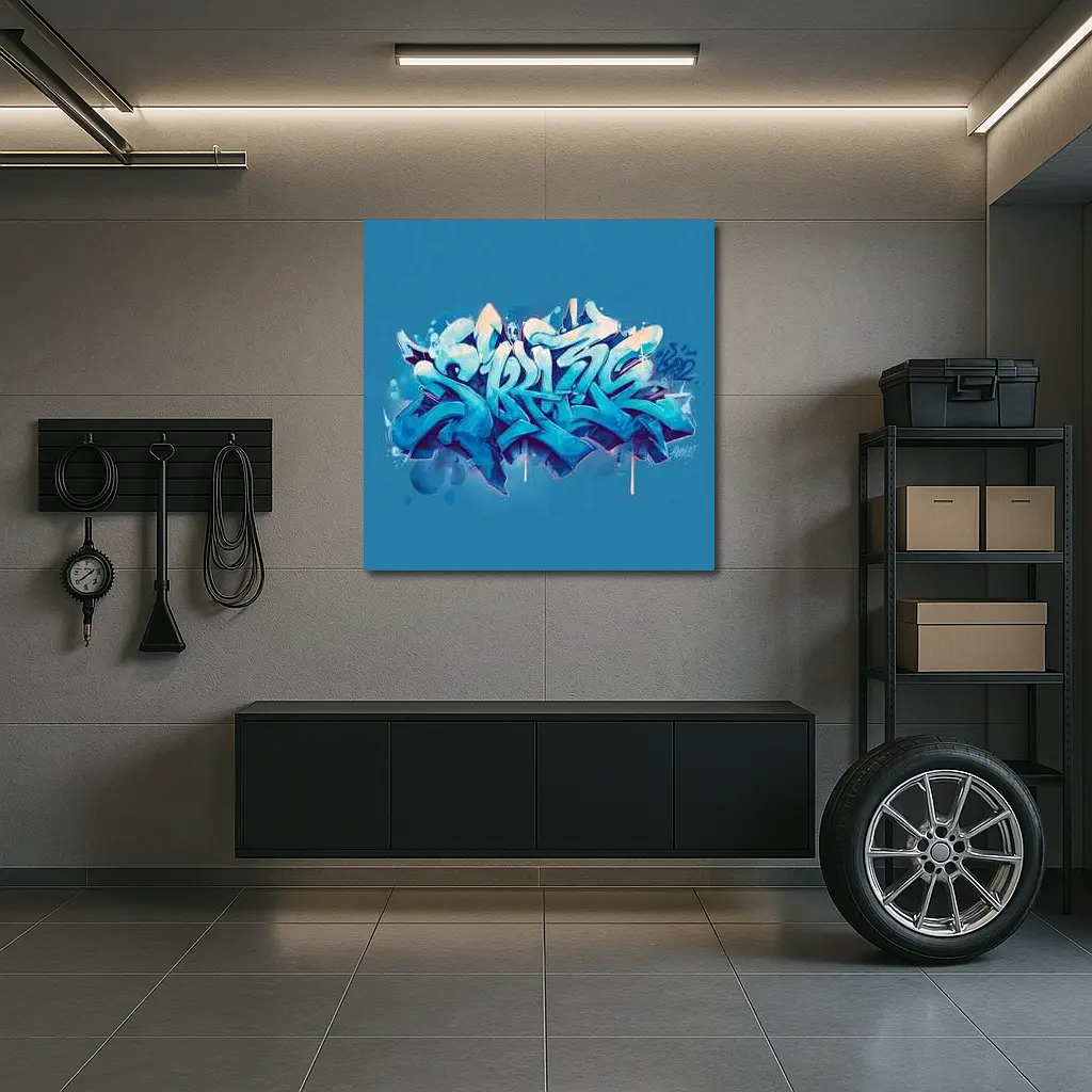 Blue Graffiti Street Art Bold Letters – Wall Art