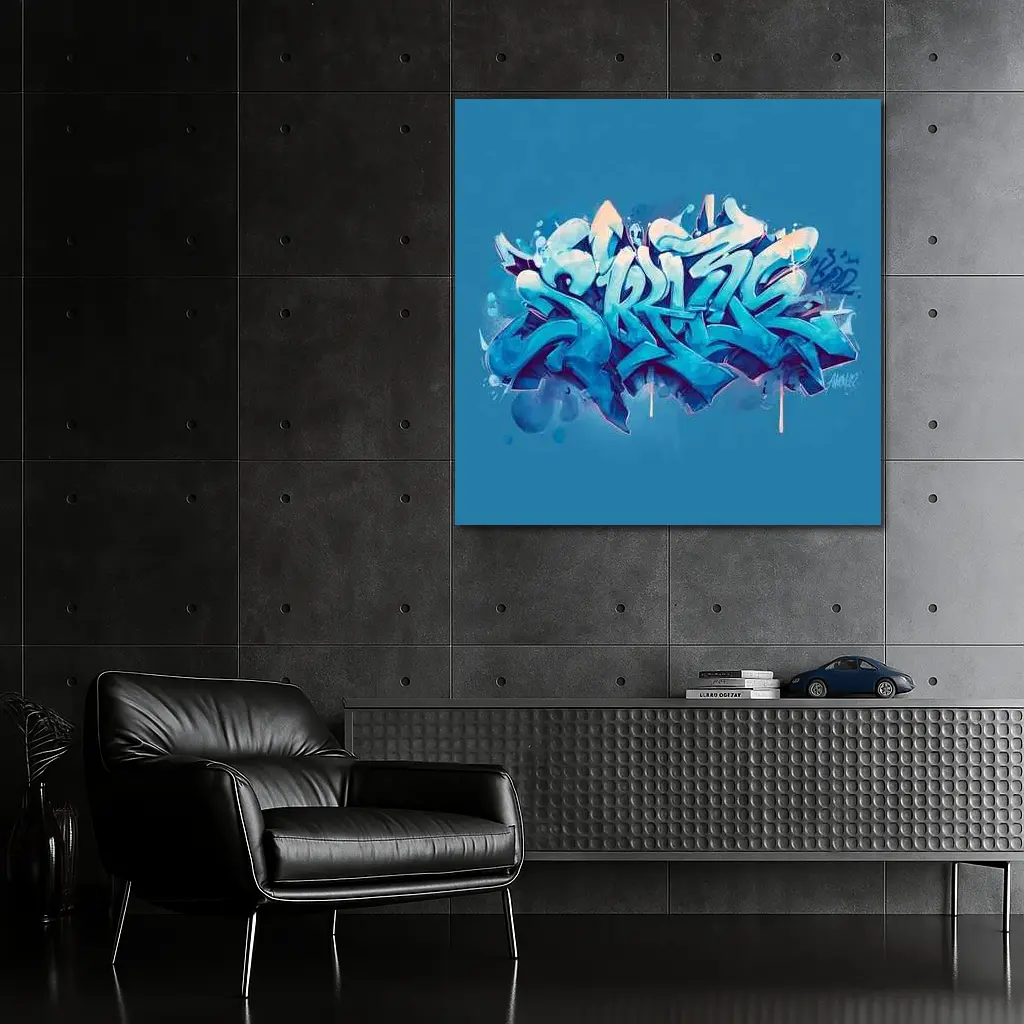 Blue Graffiti Street Art Bold Letters – Wall Art