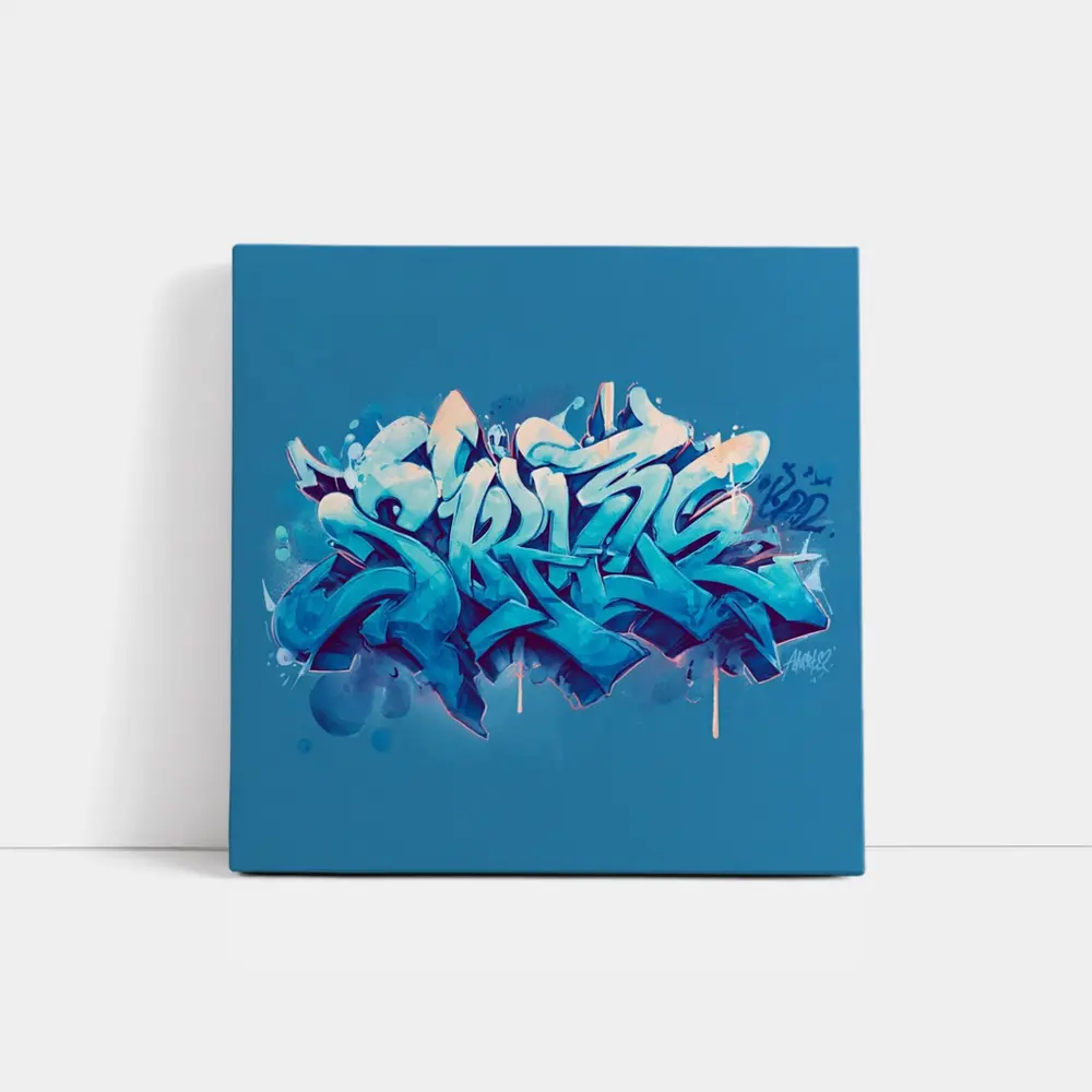 Blue Graffiti Street Art Bold Letters – Wall Art