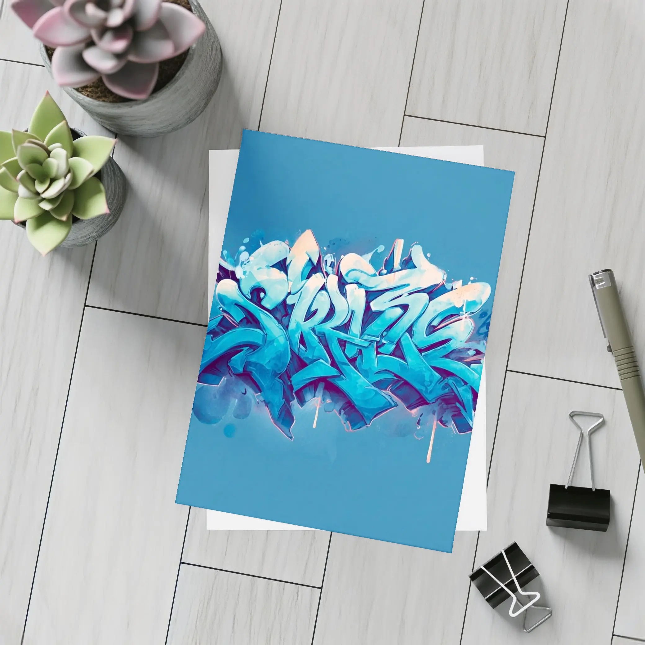 Blue Graffiti Street Art Bold Letters – Postcards