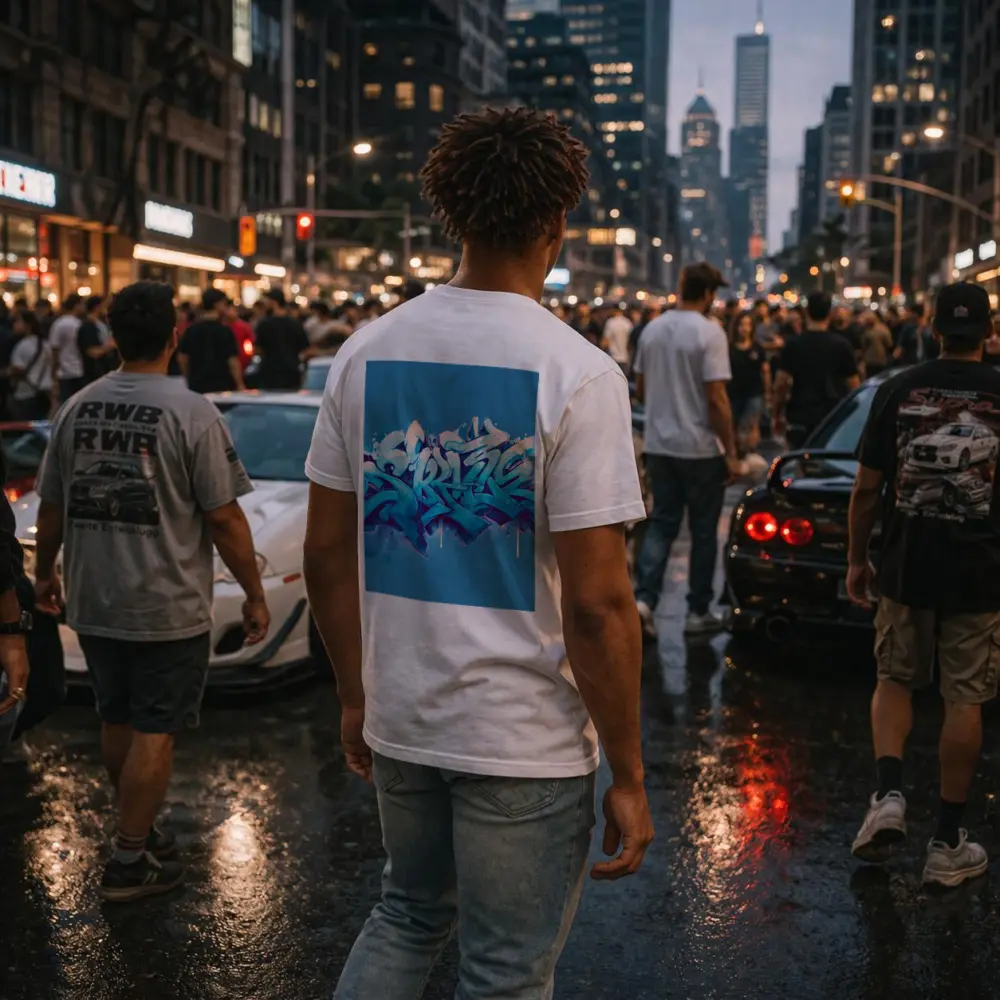 Blue Graffiti Street Art Bold Letters – T-Shirts